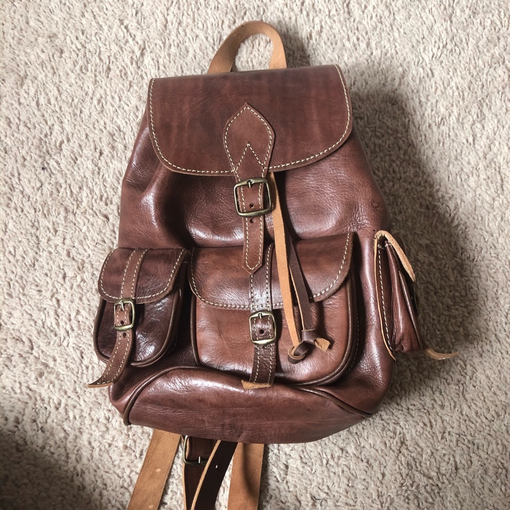 Brown leather mini back pack